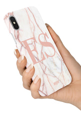 The Personalised Initials Mid Marble Case | Pink Edition