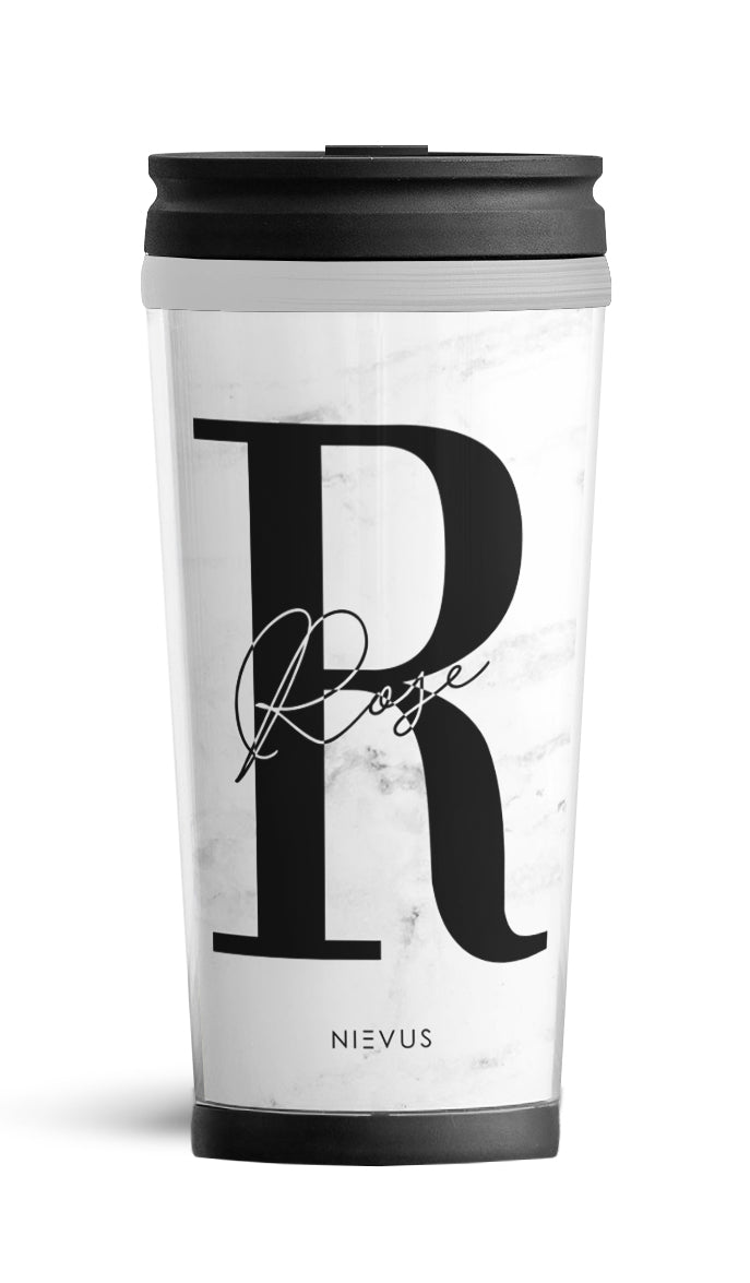 Personalised Travel Mug - Platinum Marble Edition