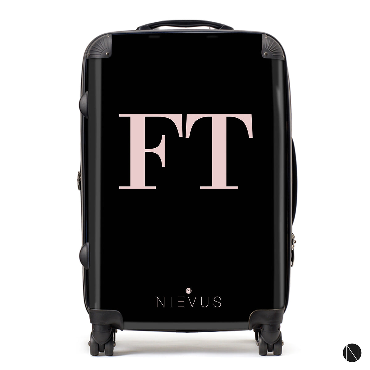 The Personalised Initials Suitcase - Black & Dusky Pink