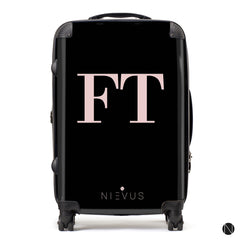 The Personalised Initials Suitcase - Black & Dusky Pink