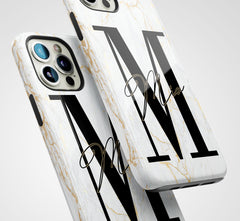 The Personalised Initial Case - White & Gold Marble